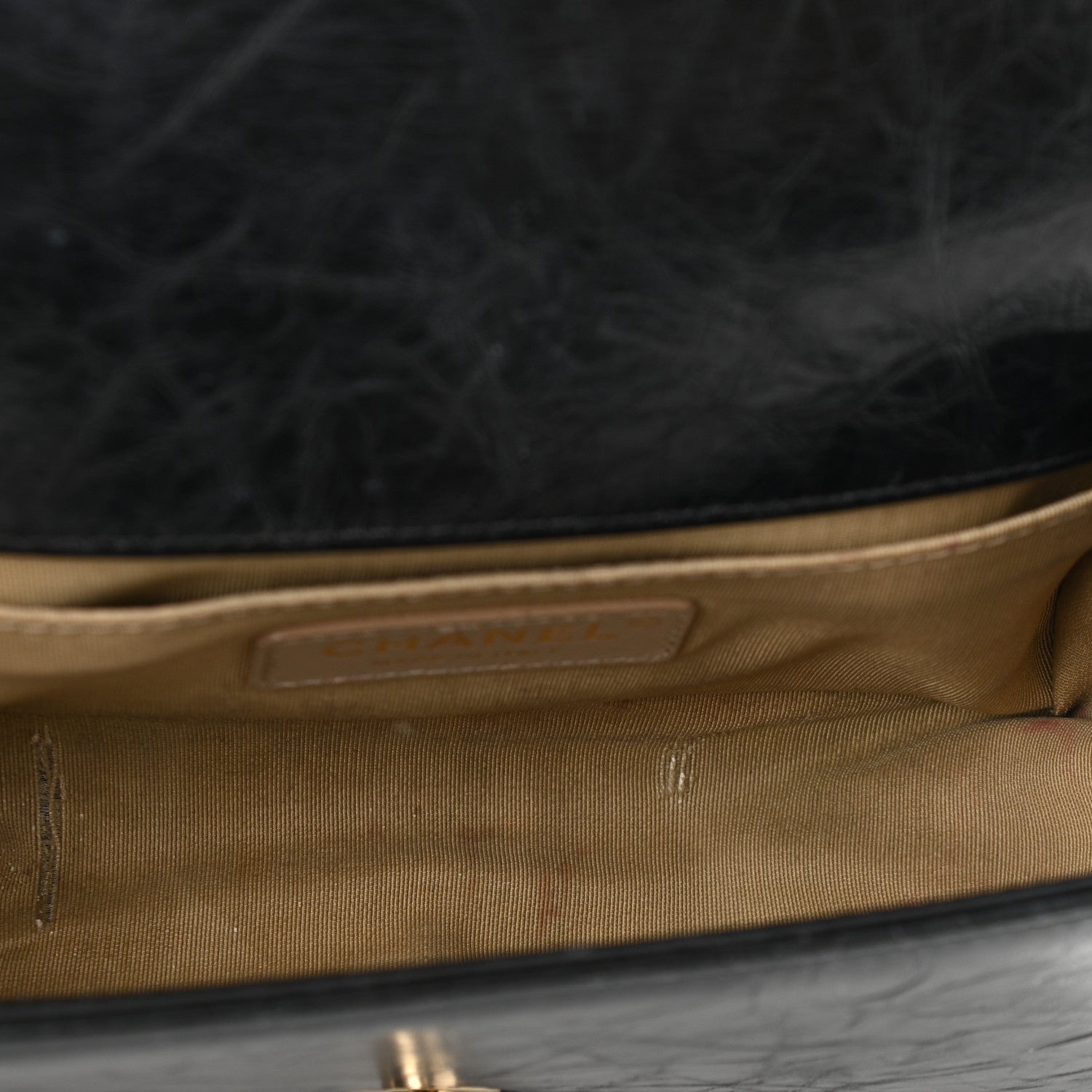 Chanel Crumpled Calfskin Chevron Small Chain Boy Flap Black 4 of 10