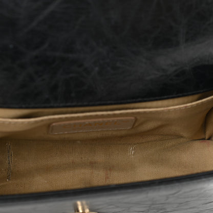 Chanel Crumpled Calfskin Chevron Small Chain Boy Flap Black 4 of 10