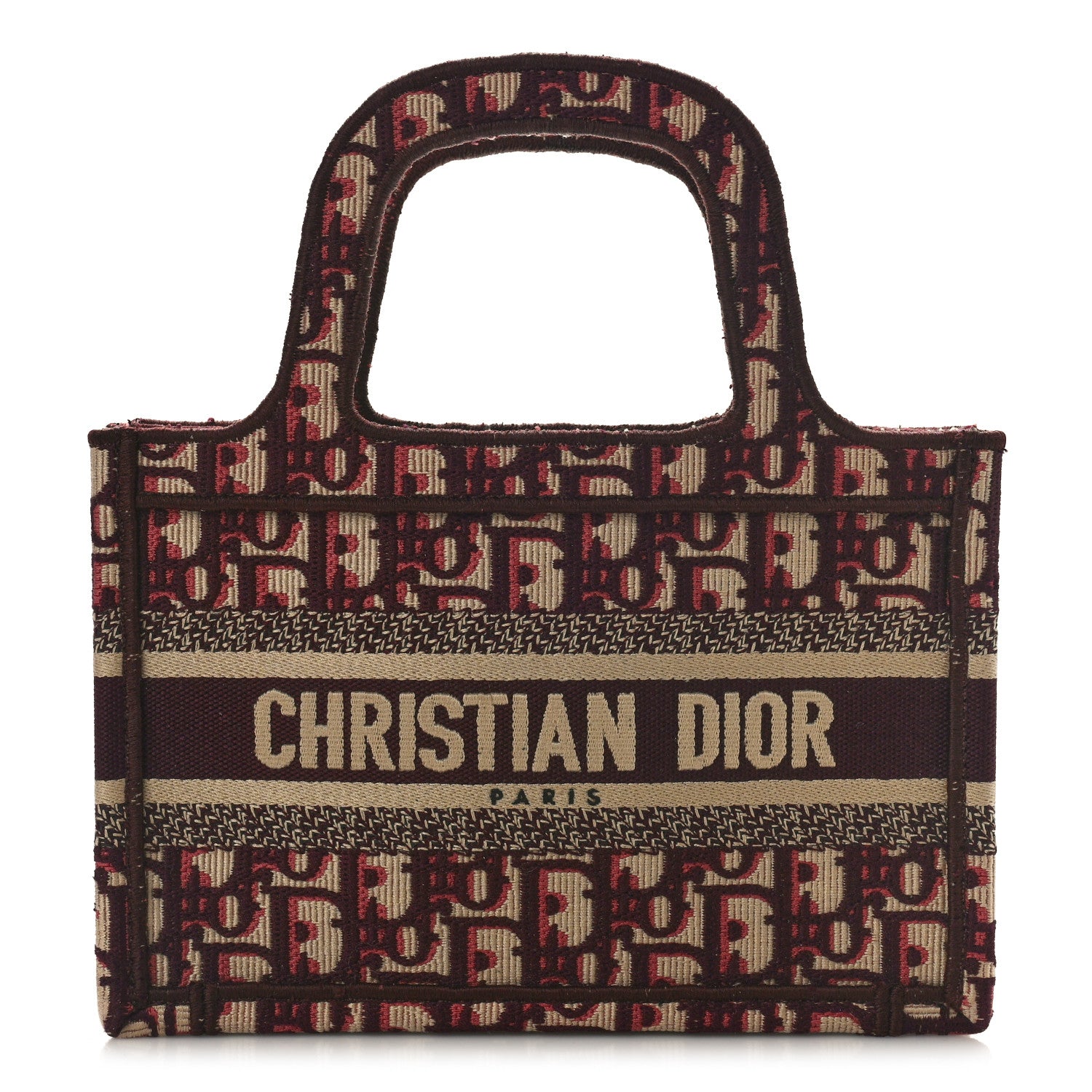 Christian Dior Oblique Mini Book Tote Burgundy Multicolor 1 of 8