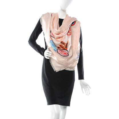 Louis Vuitton Silk Wool Monogram World Tour Shawl Nude 2 of 4