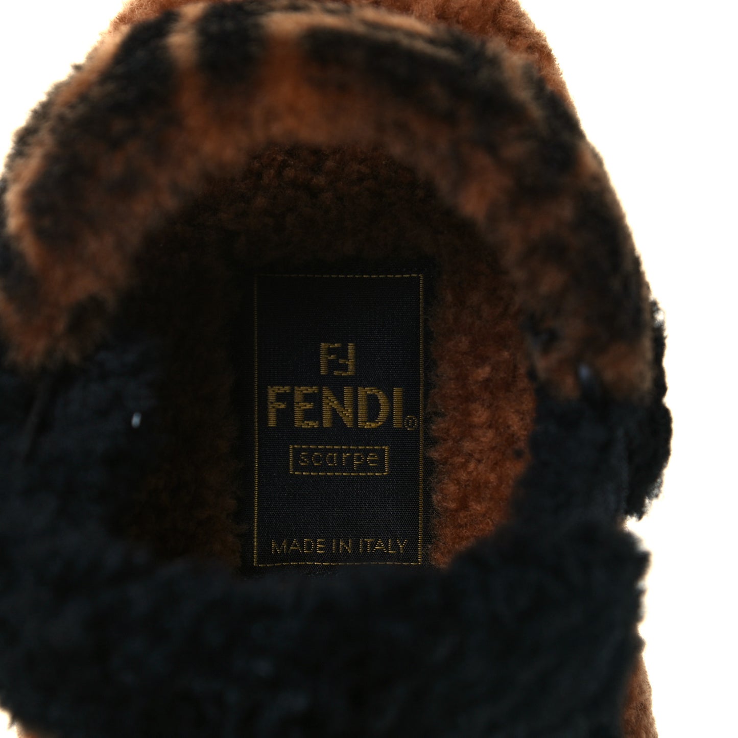 Shearling FF Fendi Feel Sandals 37 Tobacco Black