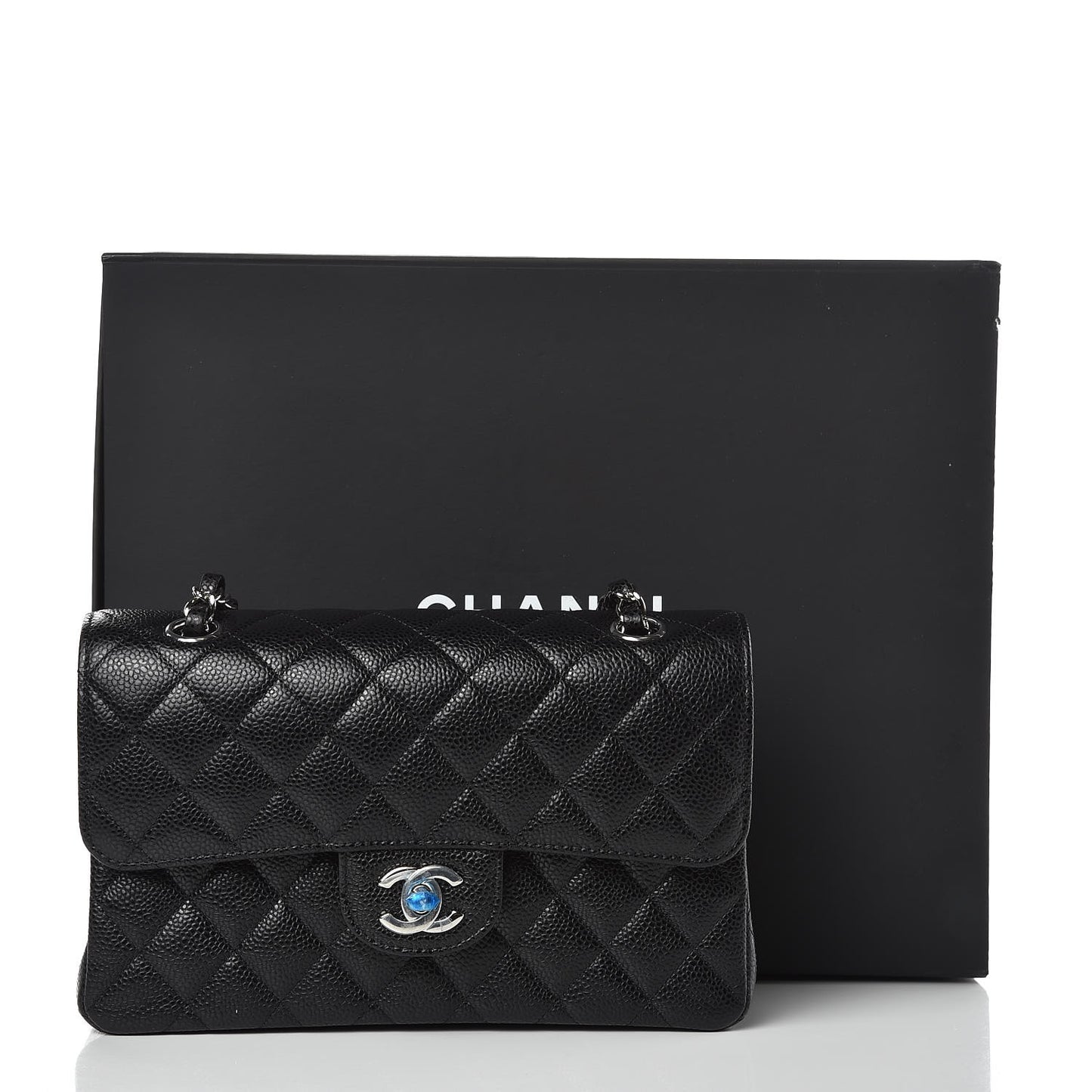 Caviar Quilted Small Double Flap Black