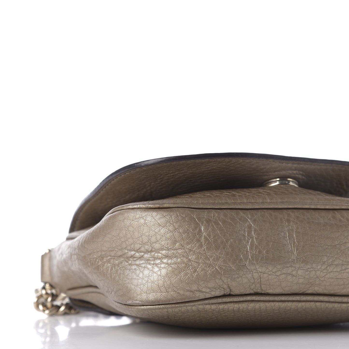 Metallic Pebbled Calfskin Small Soho Flap Crossbody Golden Beige