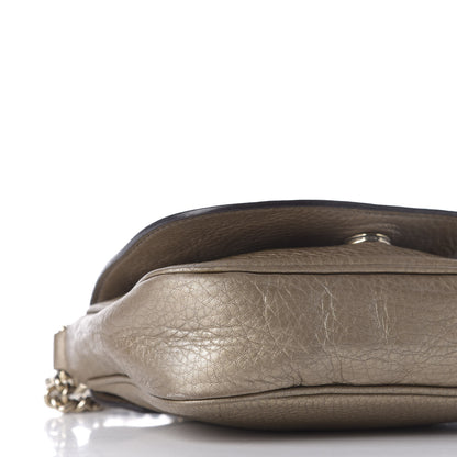 Gucci Metallic Pebbled Calfskin Small Soho Flap Crossbody Golden Beige 7 of 12