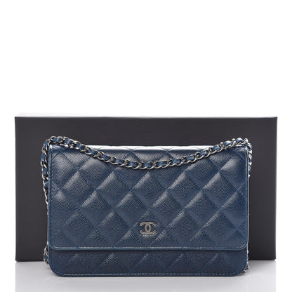 Chanel Caviar Quilted Wallet On Chain WOC Blue 11 of 11