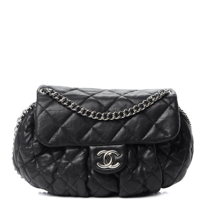 Chanel Washed Lambskin Quilted Medium Chain Around Messenger Black 1 of 20
