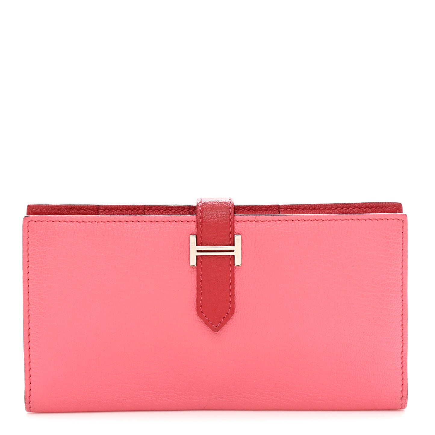 Chèvre Mysore Bi-Color Bearn Gusset Wallet Rose Lipstick Rouge Casaque