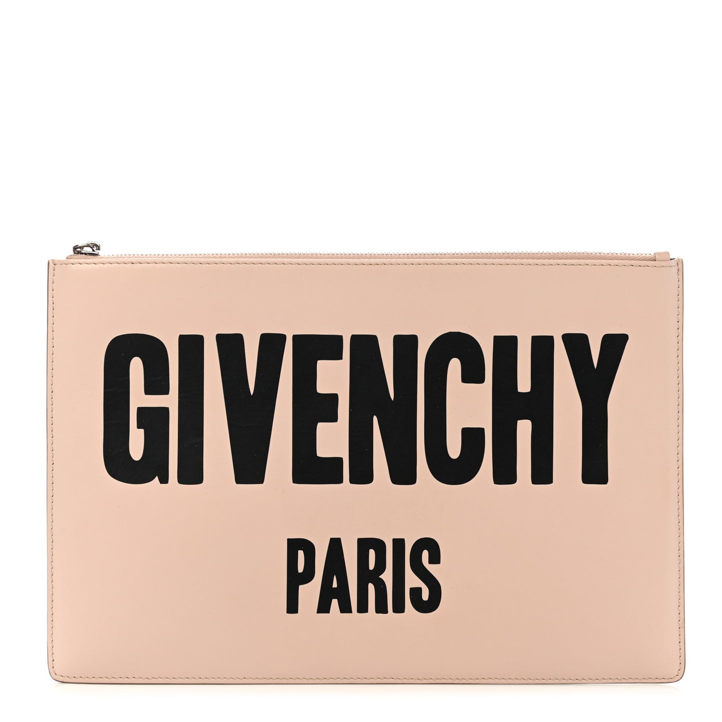 Calfskin Logo Zip Pouch Pale Pink