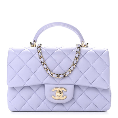 Chanel Lambskin Quilted Mini Top Handle Rectangular Flap Light Purple 1 of 11