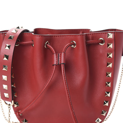 Valentino Garavani Vitello Mini Rockstud Chain Strap Bucket Bag Red 7 of 9