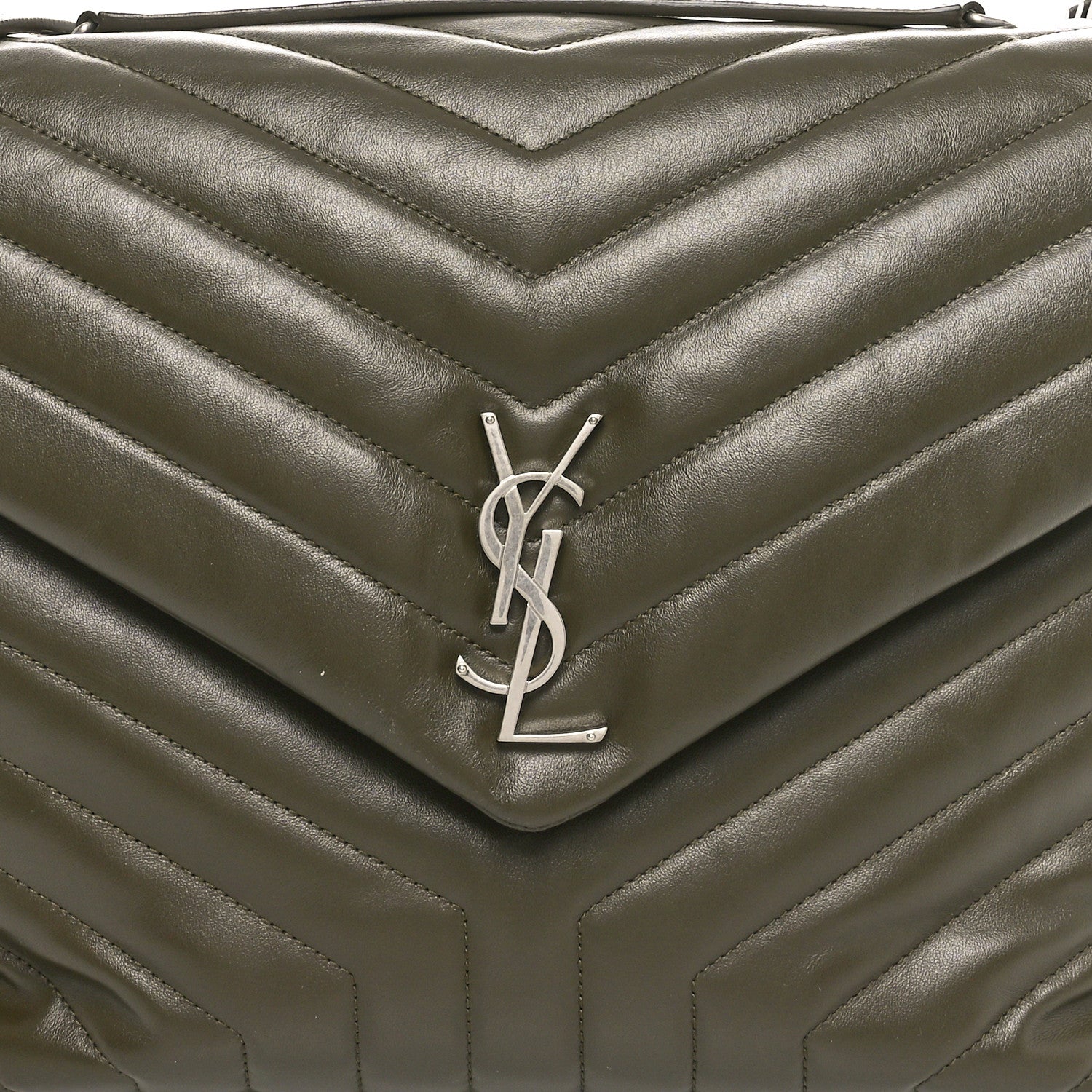 Saint Laurent Calfskin Y Quilted Monogram Large Loulou Chain Satchel Kaki Fonce 8 of 10