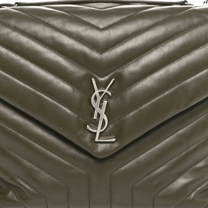 Saint Laurent Calfskin Y Quilted Monogram Large Loulou Chain Satchel Kaki Fonce 8 of 10