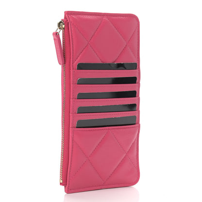 Chanel Shiny Goatskin Quilted Chanel 19 Flat Wallet Pouch Dark Pink 3 of 7