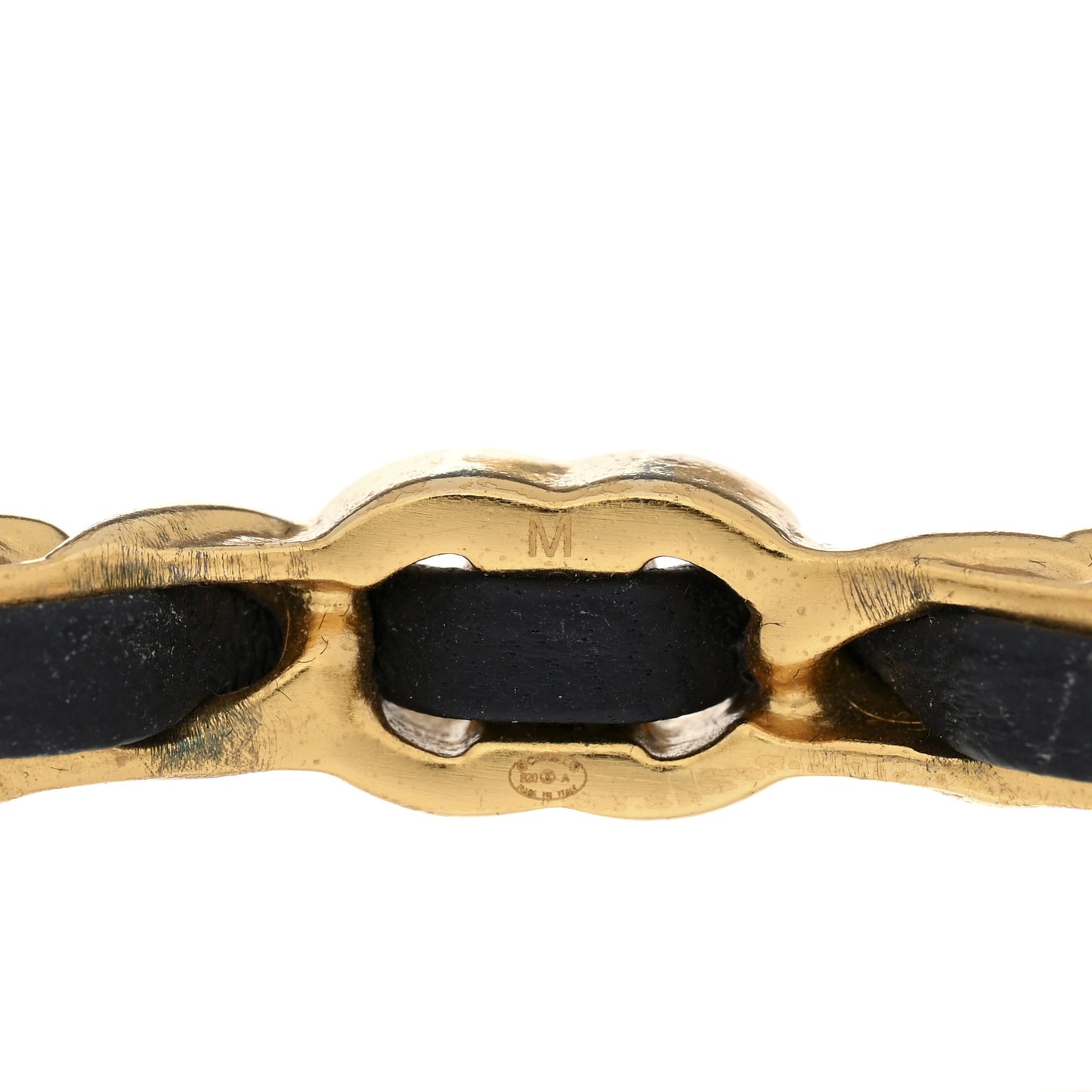 Lambskin Pearl CC Cuff Bracelet M Black Gold