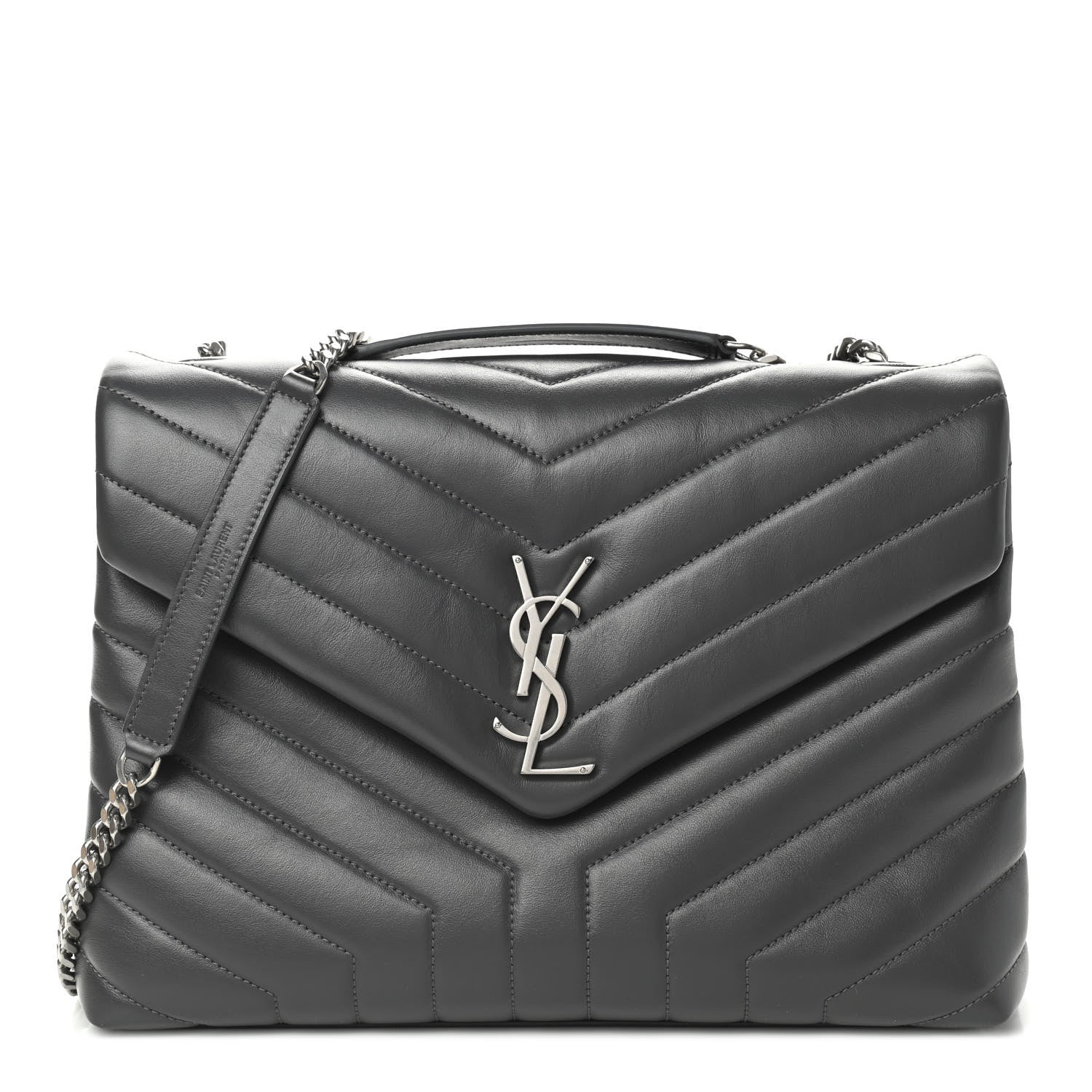 Saint Laurent Calfskin Y Quilted Monogram Medium Loulou Chain Satchel Asphalt 1 of 10