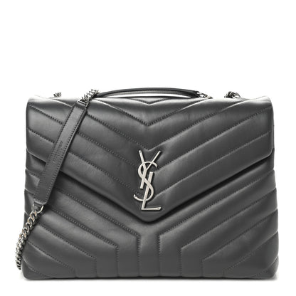 Saint Laurent Calfskin Y Quilted Monogram Medium Loulou Chain Satchel Asphalt 1 of 10