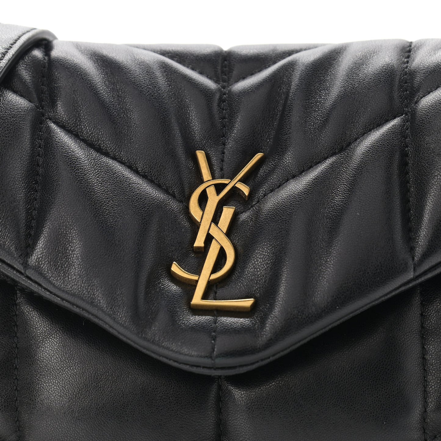 Lambskin Quilted Toy Loulou Puffer Monogram Chain Satchel Black