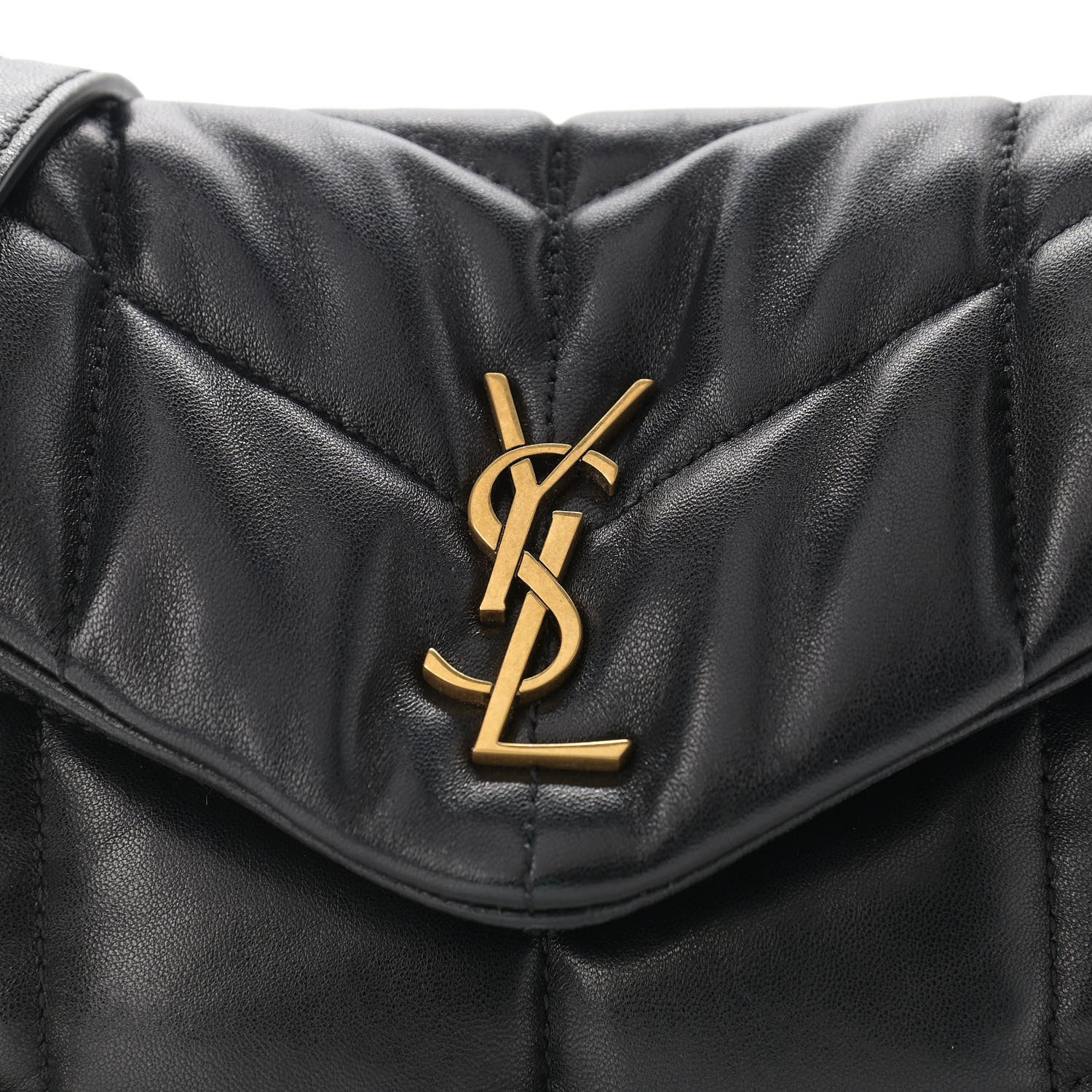 Saint Laurent Lambskin Quilted Toy Loulou Puffer Monogram Chain Satchel Black 9 of 12