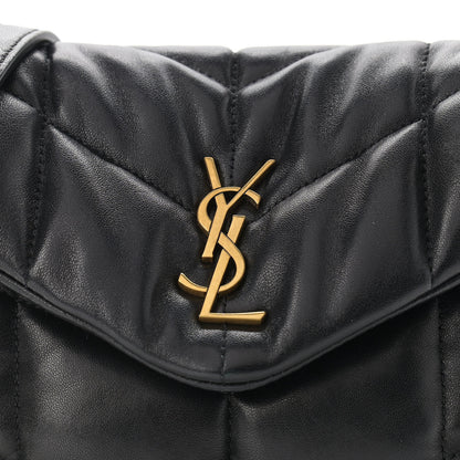 Saint Laurent Lambskin Quilted Toy Loulou Puffer Monogram Chain Satchel Black 9 of 12