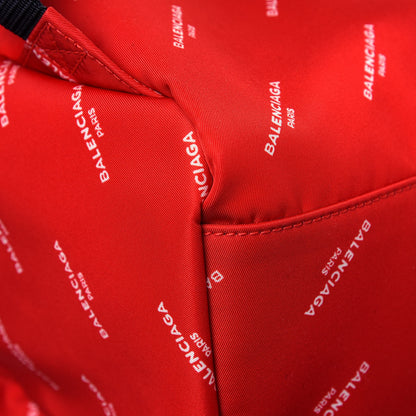 Balenciaga Twill Nylon Allover Logo Print Explorer Backpack Rouge Vermillion White 10 of 11