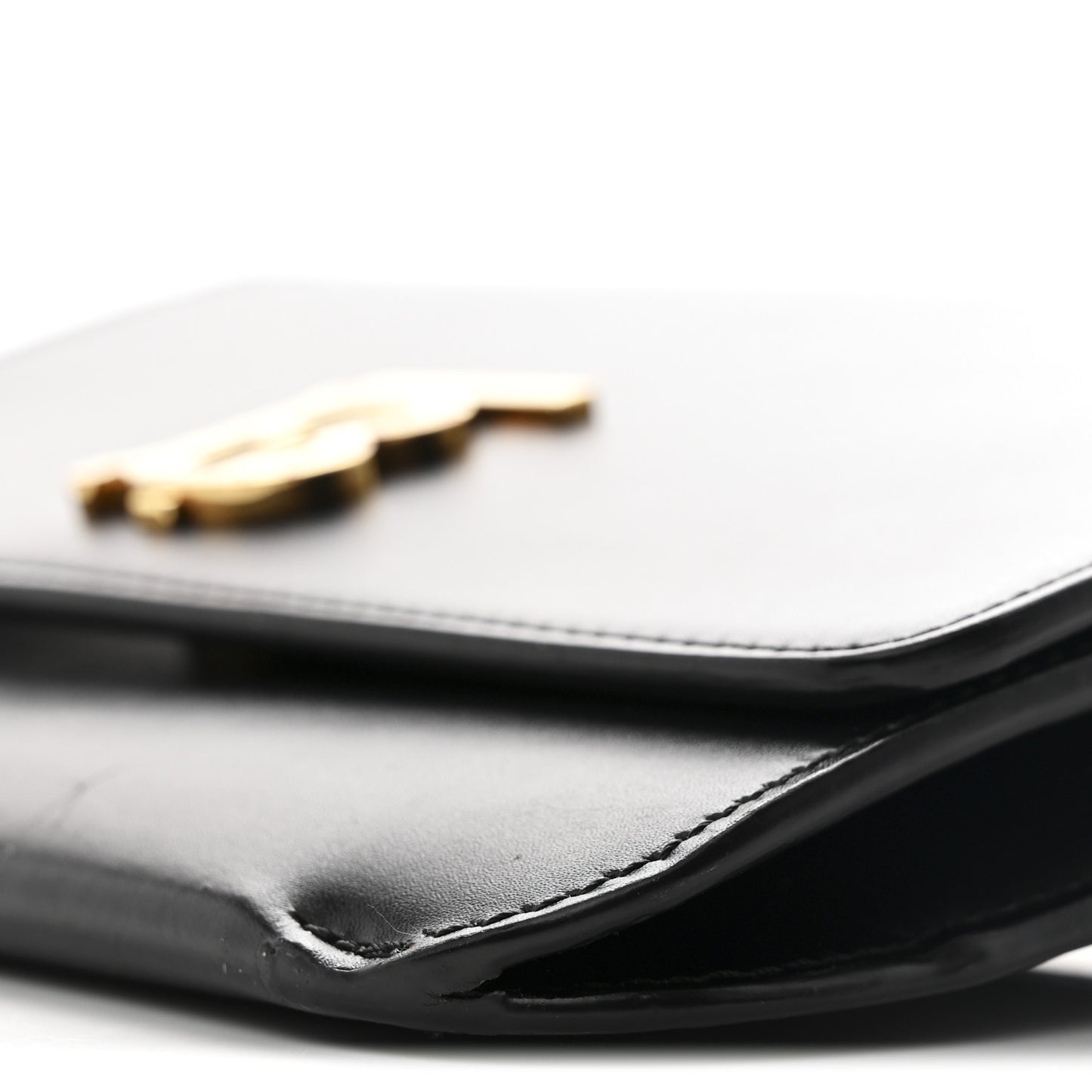 Calfskin Monogram TB Mini Flat Crossbody Bag Black