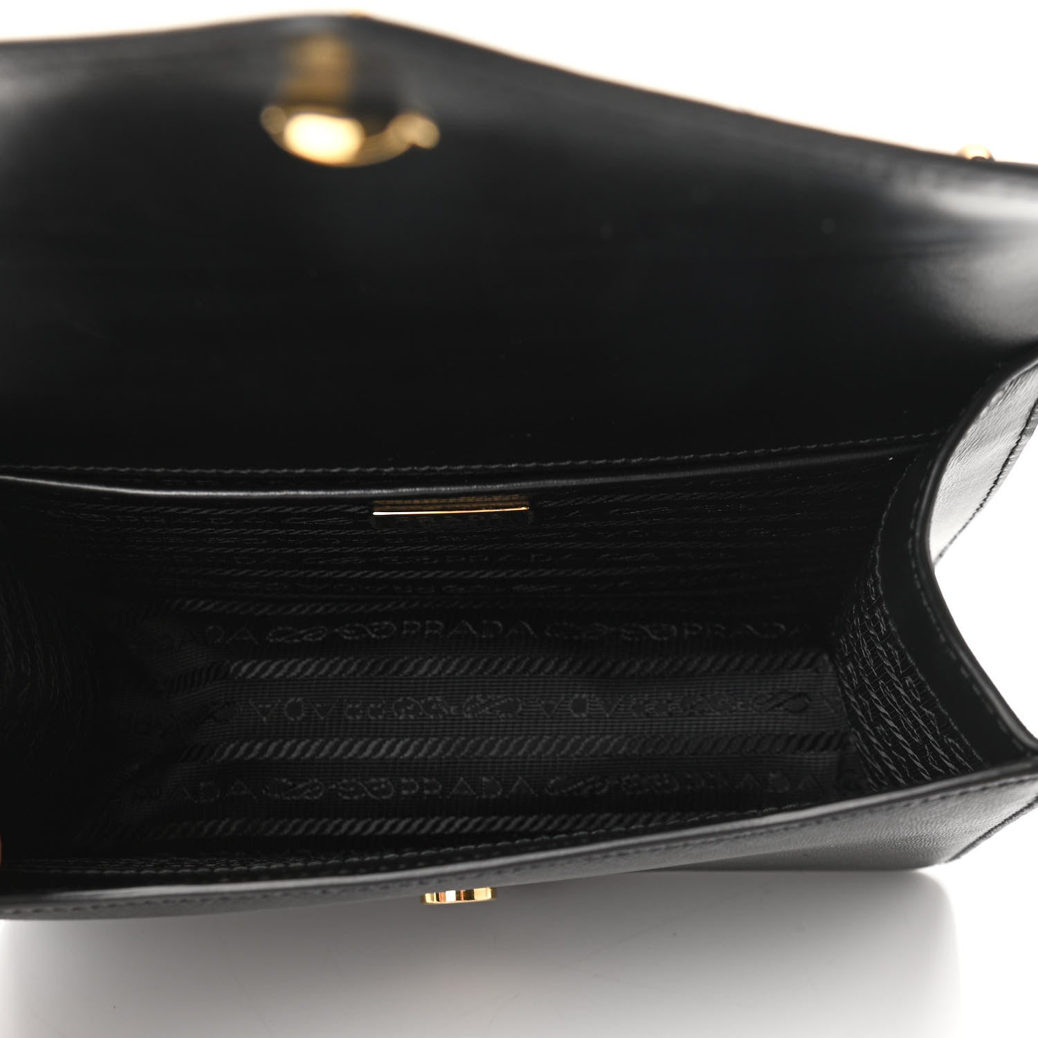 Prada Saffiano Soft Calfskin Metal Triangle Logo Envelope Chain Shoulder Bag Black 5 of 10