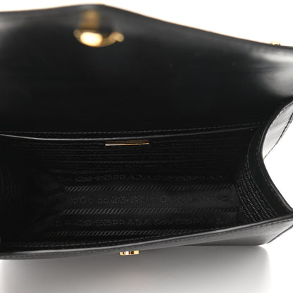 Prada Saffiano Soft Calfskin Metal Triangle Logo Envelope Chain Shoulder Bag Black 5 of 10