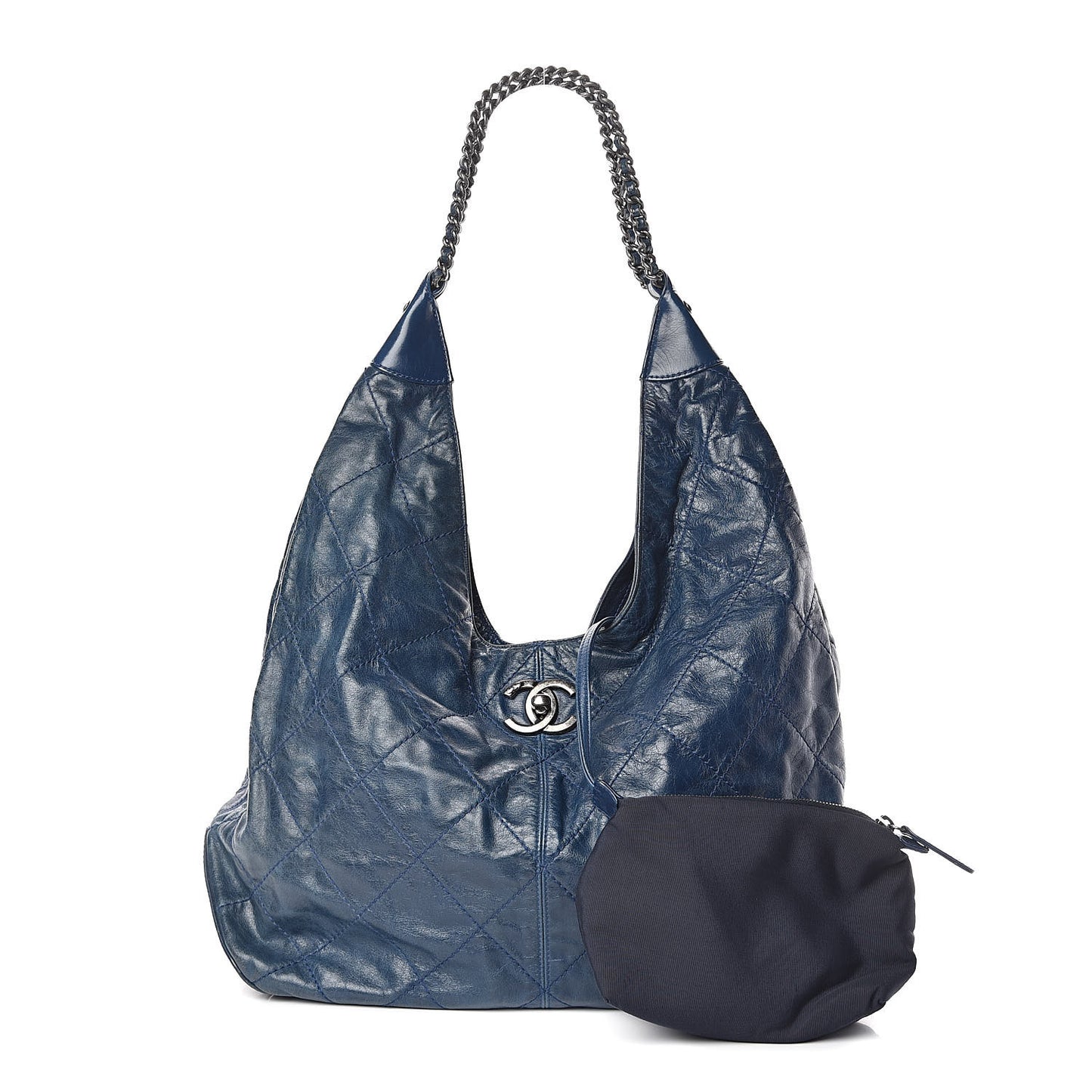 Aged Calfskin Quilted Coco Supple Hobo Blue