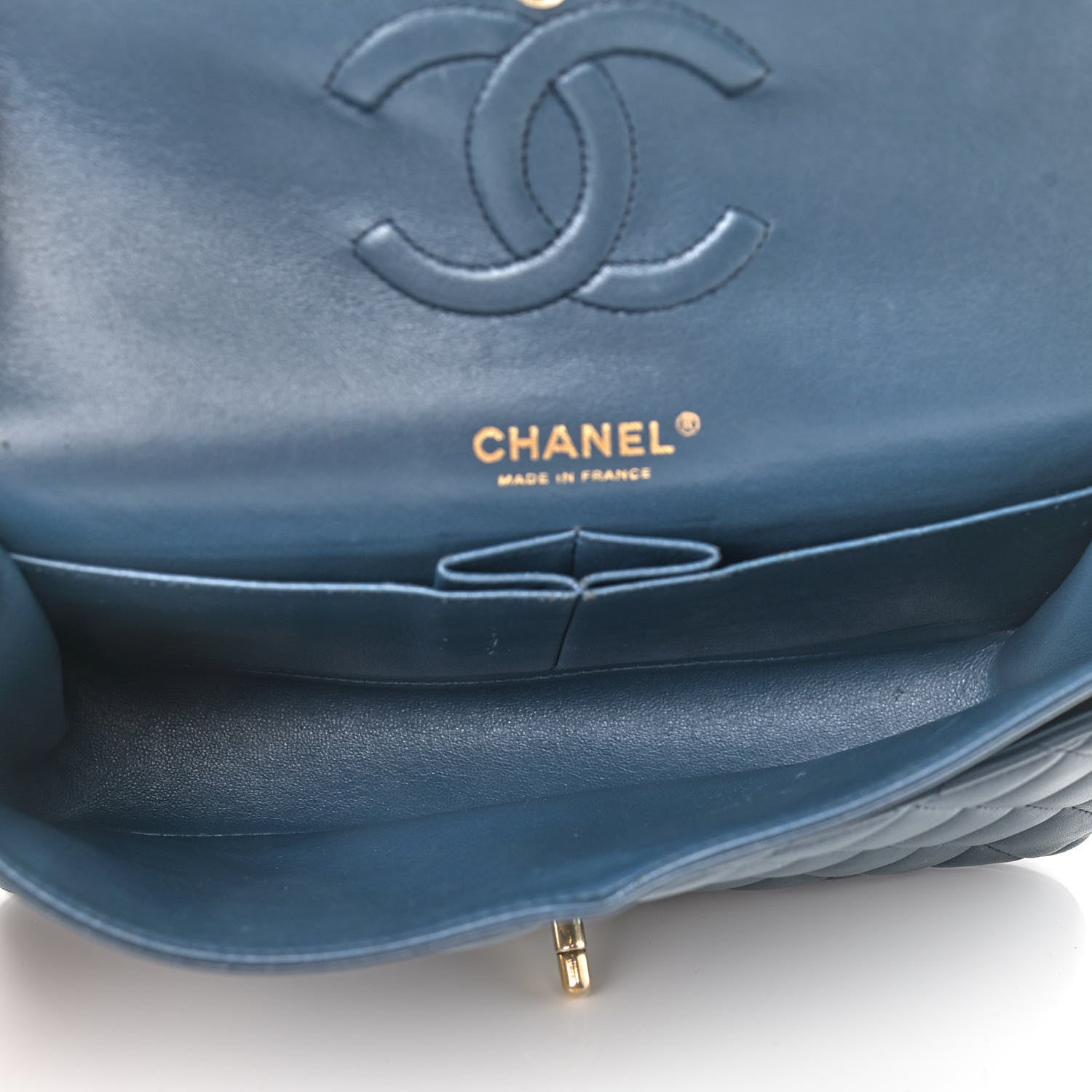Chanel Lambskin Quilted Medium Double Flap Dark Blue 4 of 16