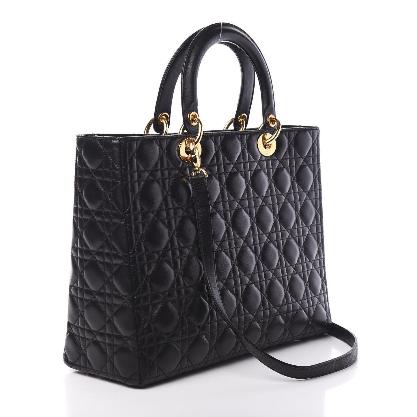 Lambskin Cannage Large Lady Dior Black