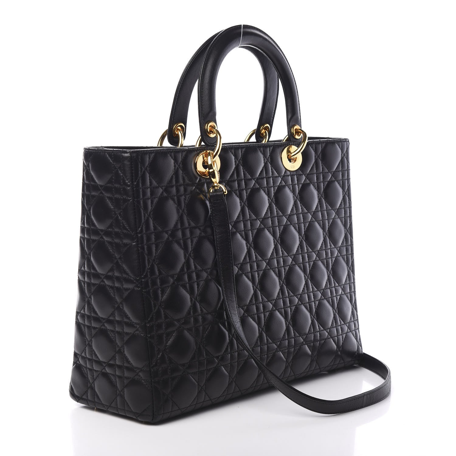 Christian Dior Lambskin Cannage Large Lady Dior Black 2 of 12