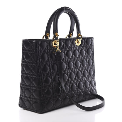 Christian Dior Lambskin Cannage Large Lady Dior Black 2 of 12