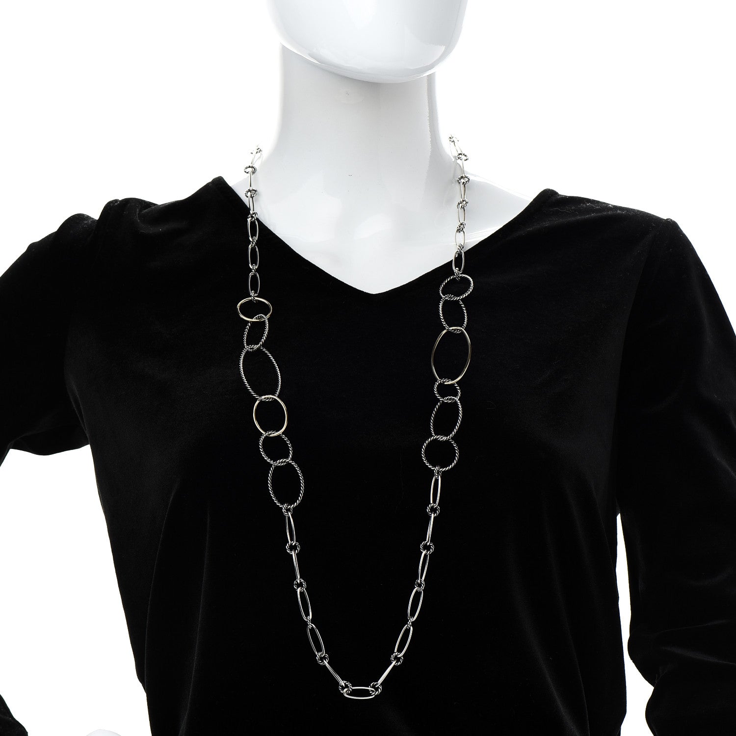 David Yurman Sterling Silver 18K Yellow Gold Mobile Link Necklace 2 of 4