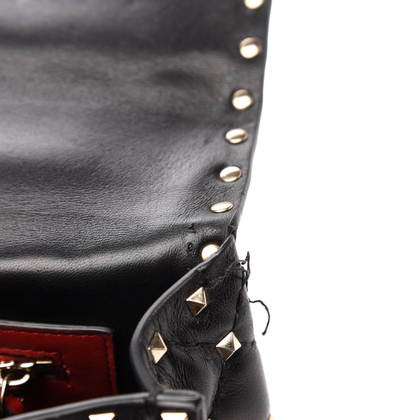 Lambskin Ayers Flames Medium Rockstud Spike Shoulder Bag Black
