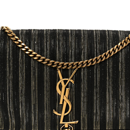 Saint Laurent Striped Fabric Monogram Tassel Kate 99 Baguette Bag Black Gold 9 of 11