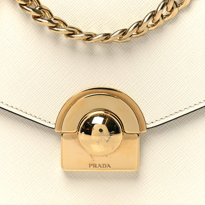 Prada Saffiano Soft Calfskin Chain Shoulder Bag White 7 of 9