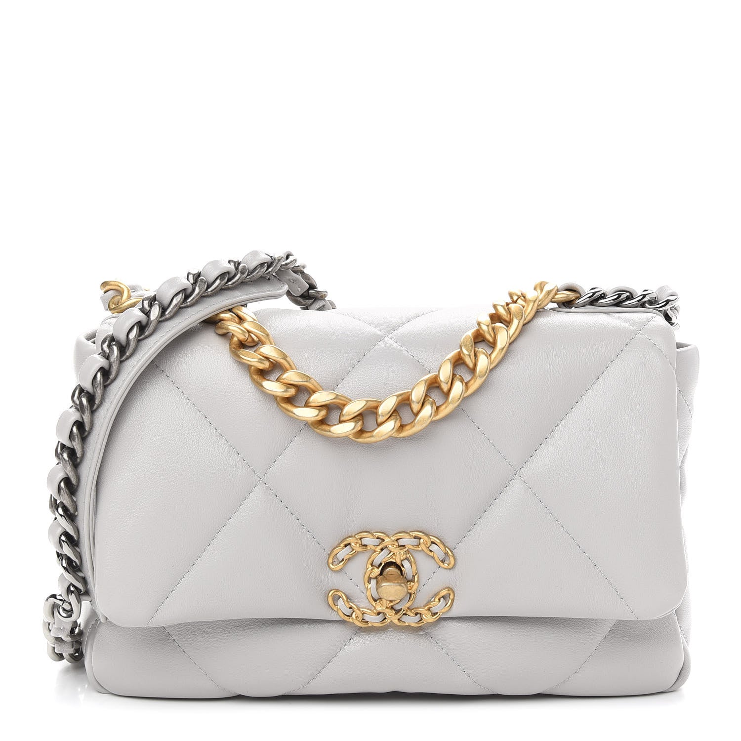 Chanel Lambskin Quilted Medium Chanel 19 Flap Grey 1 of 9