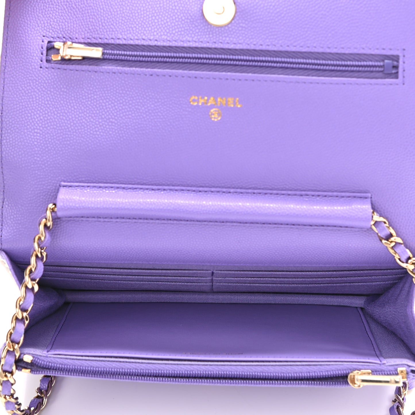 Caviar Quilted Wallet On Chain WOC Purple