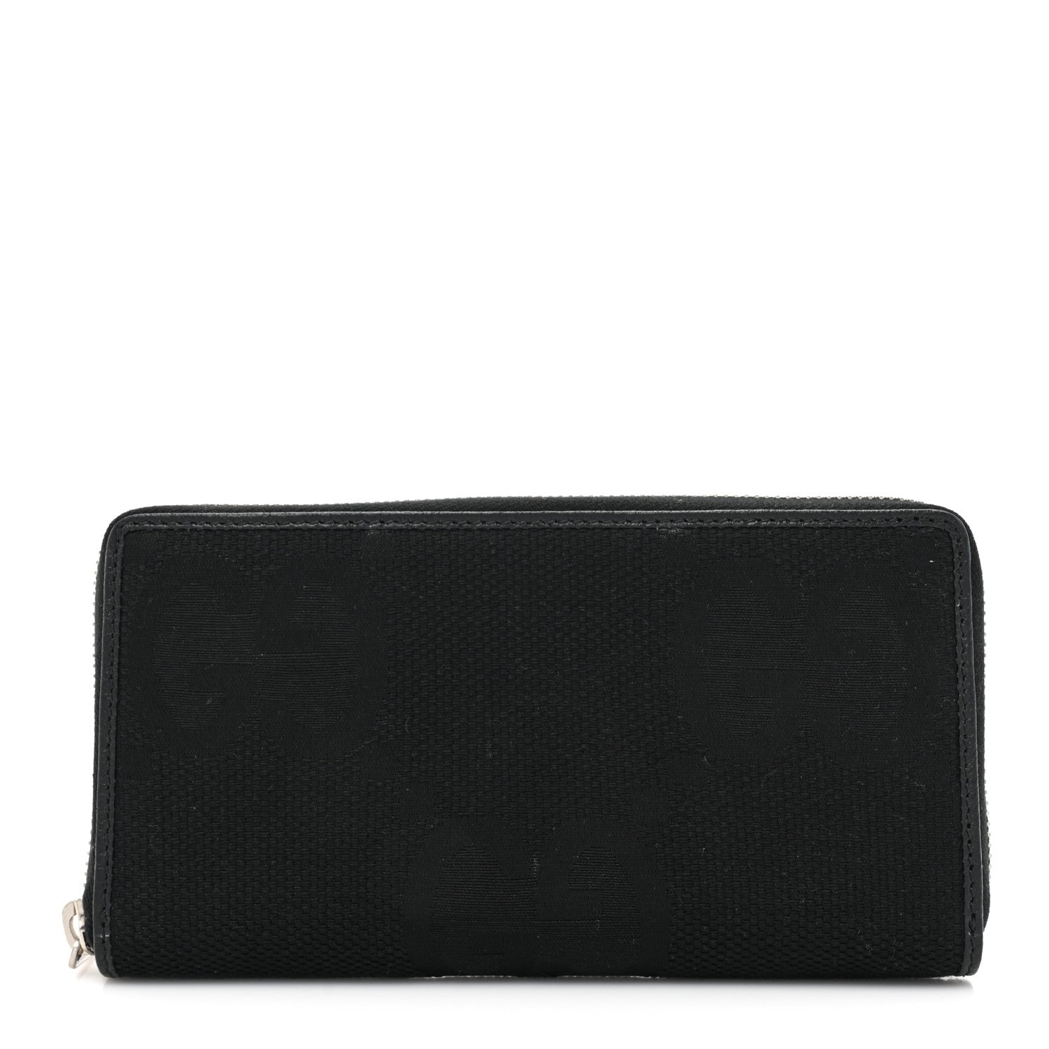 Gucci Canvas Monogram Jumbo GG Textured Dollar Calfskin Continental Wallet Black 1 of 13