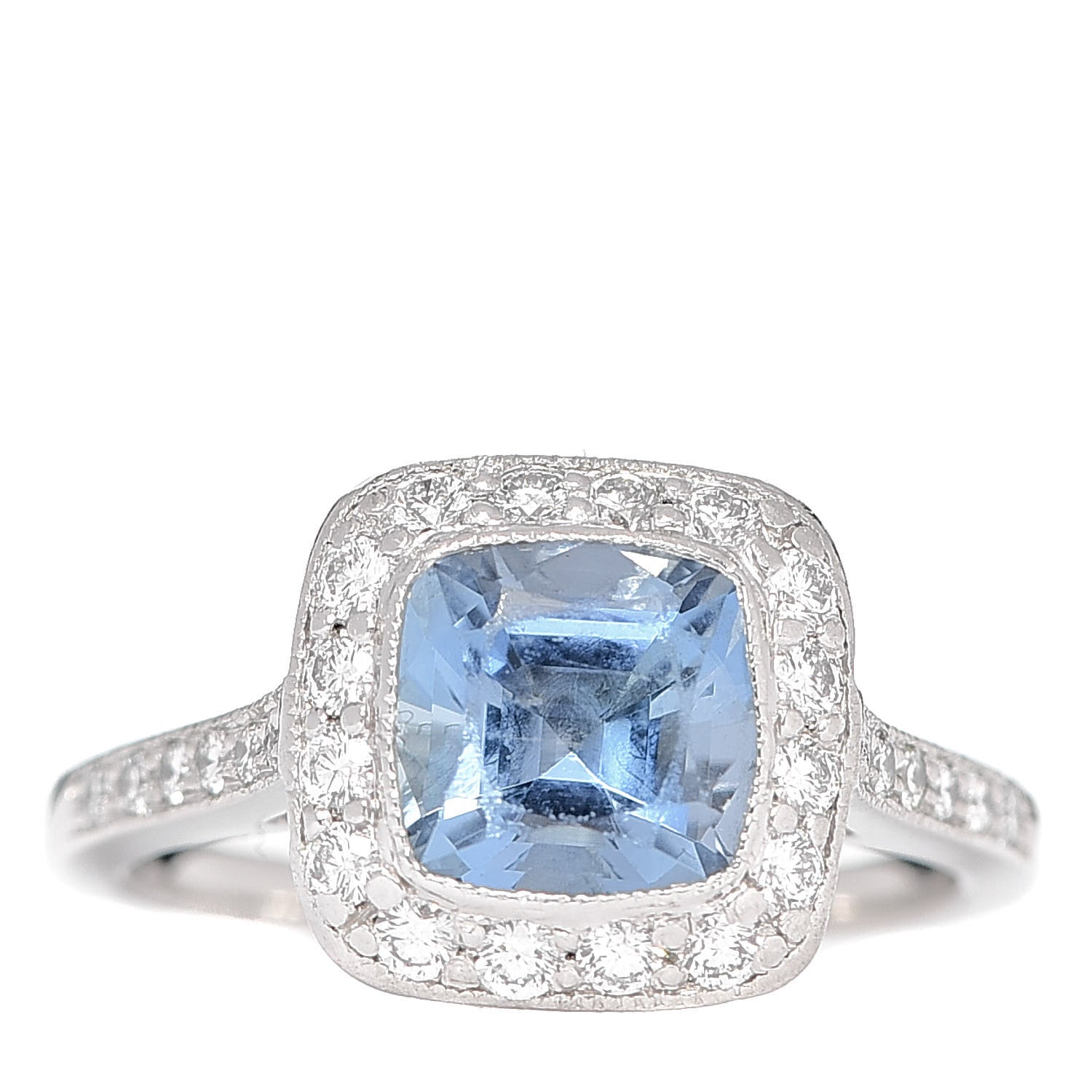 Tiffany Platinum Diamond Aquamarine Legacy Ring 50 5.5 1 of 7