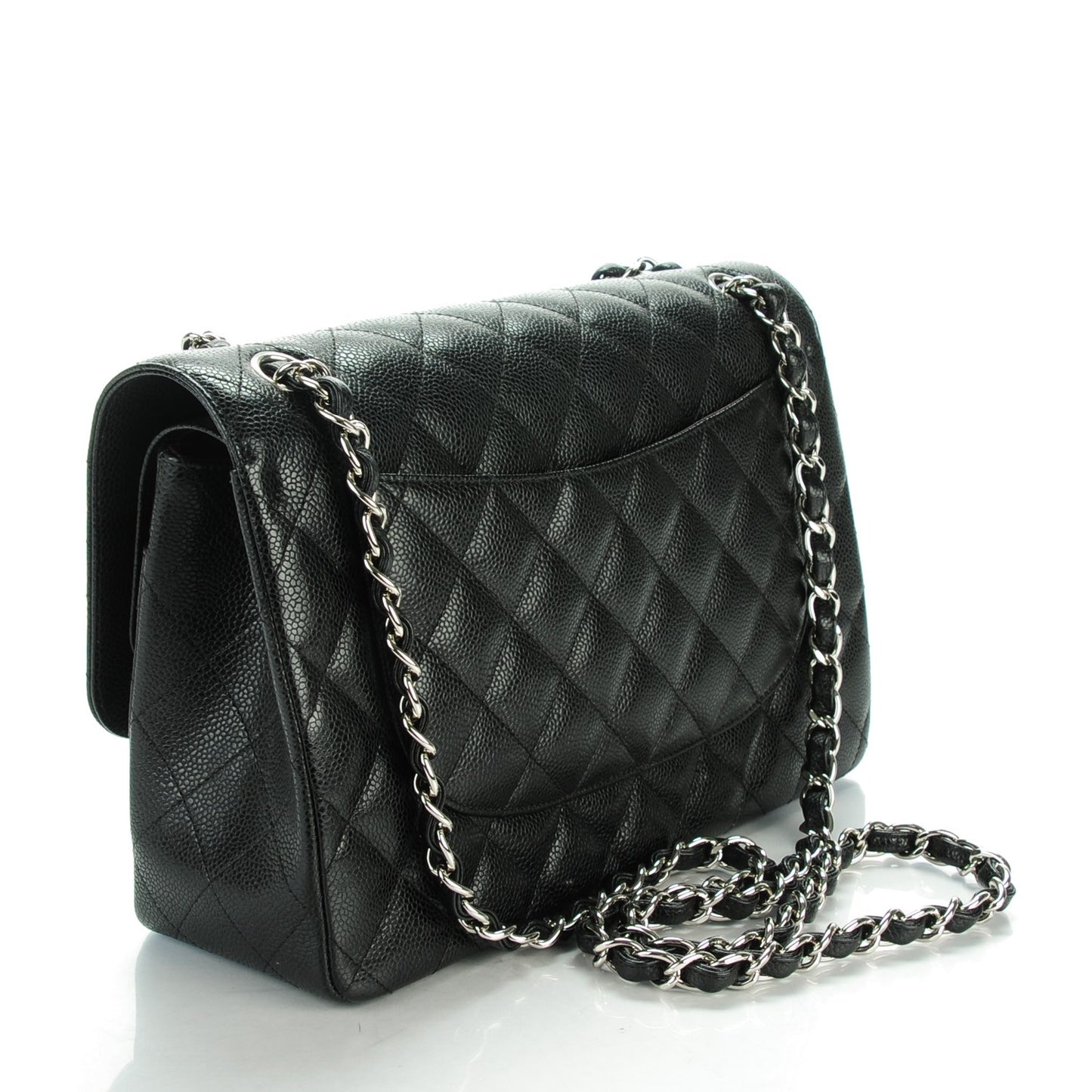 Caviar Quilted Jumbo Double Flap Black