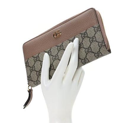 Gucci Dollar Calfskin GG Supreme Monogram GG Marmont Zip Around Wallet Porcelain Rose Beige Ebony 2 of 7