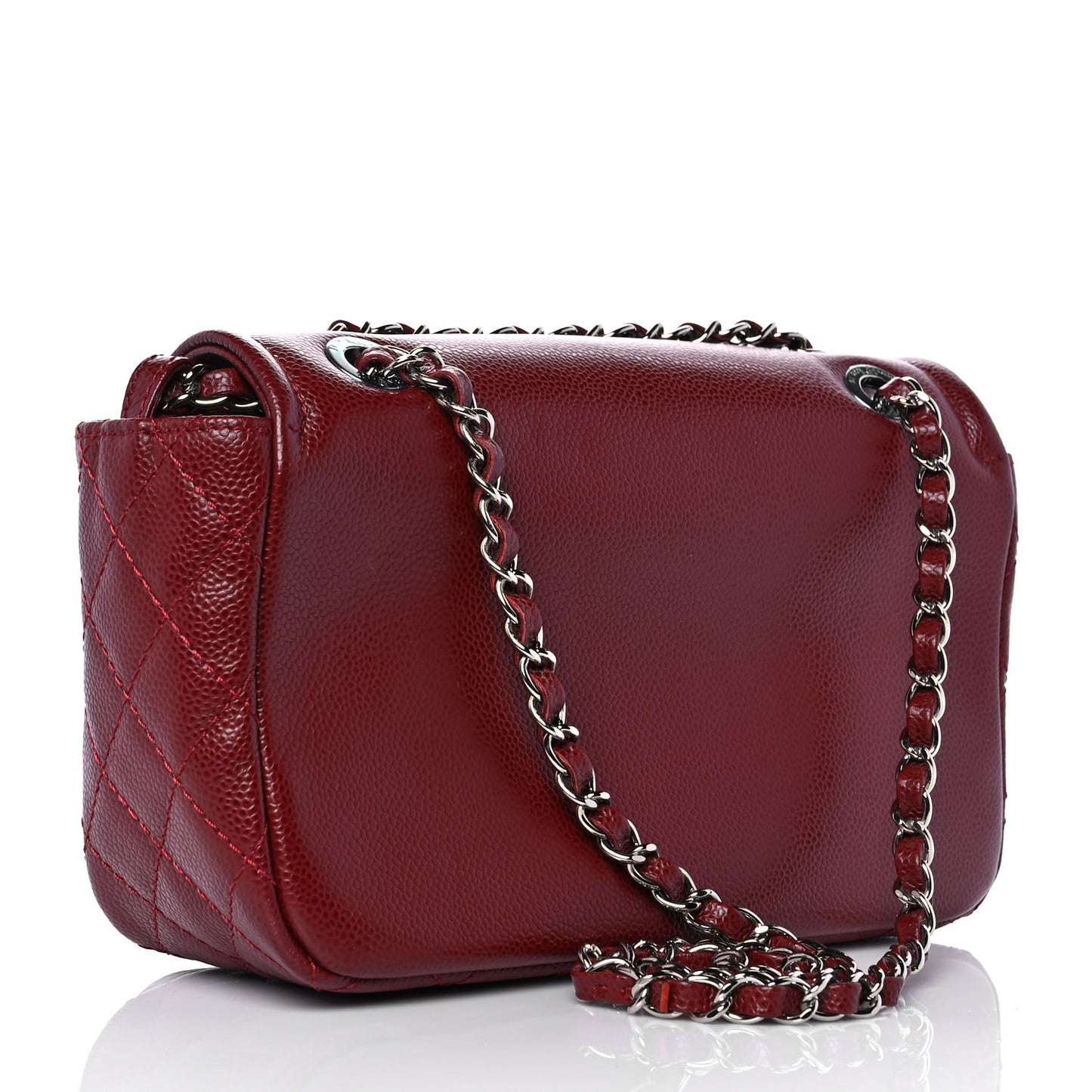 Caviar Medium Timeless CC Flap Dark Red