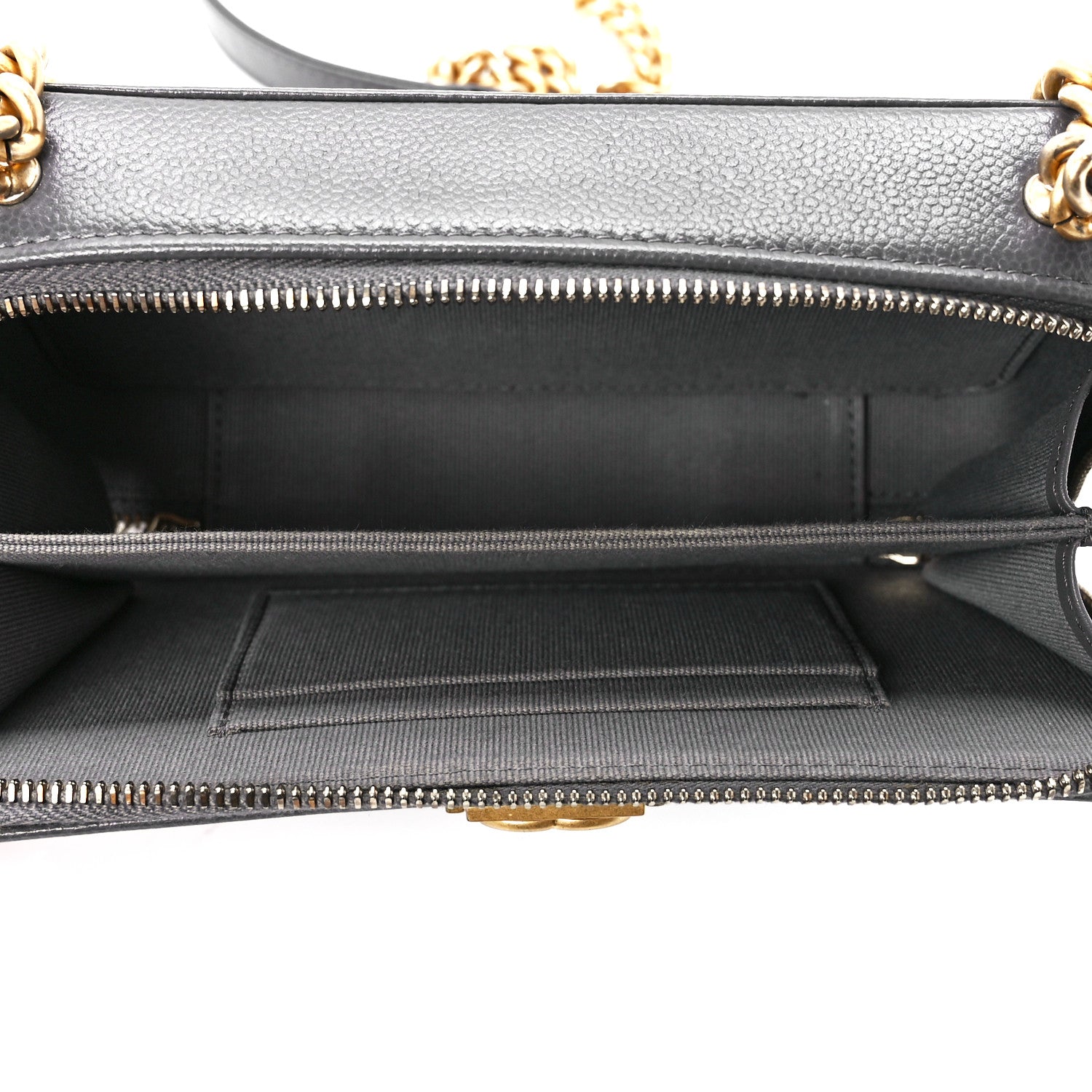 Chanel Caviar Quilted Boy Zip Phone Holder With Chain Grey 5 of 11