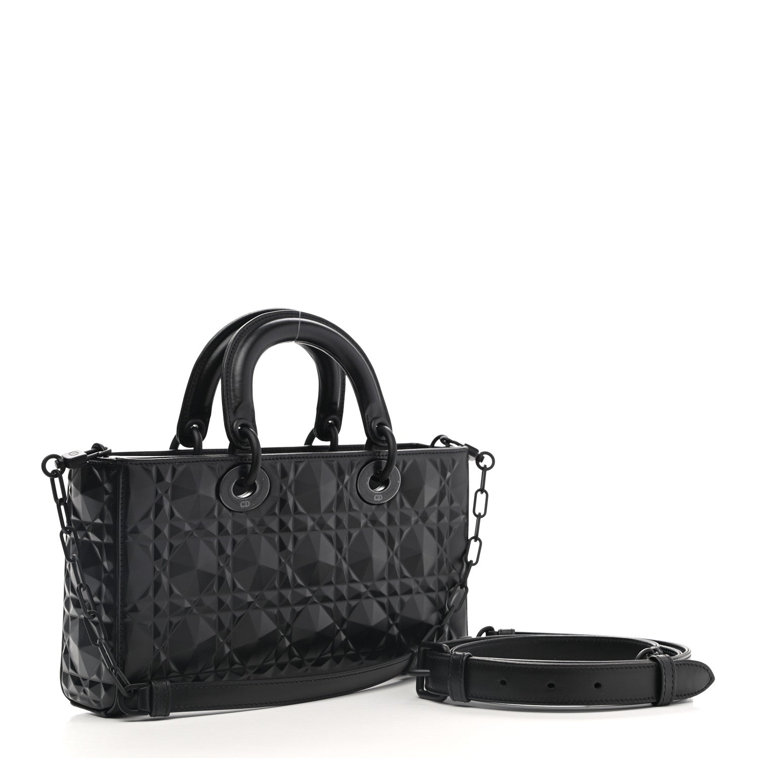 Christian Dior Calfskin Cannage Diamond Medium Lady D-Joy Black 3 of 10