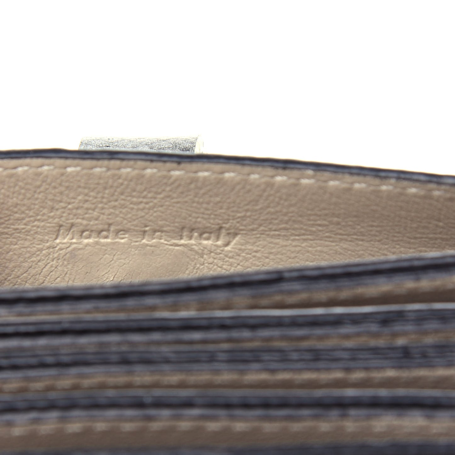 Grained Shiny Calfskin Accordion Card Holder Black Chalk