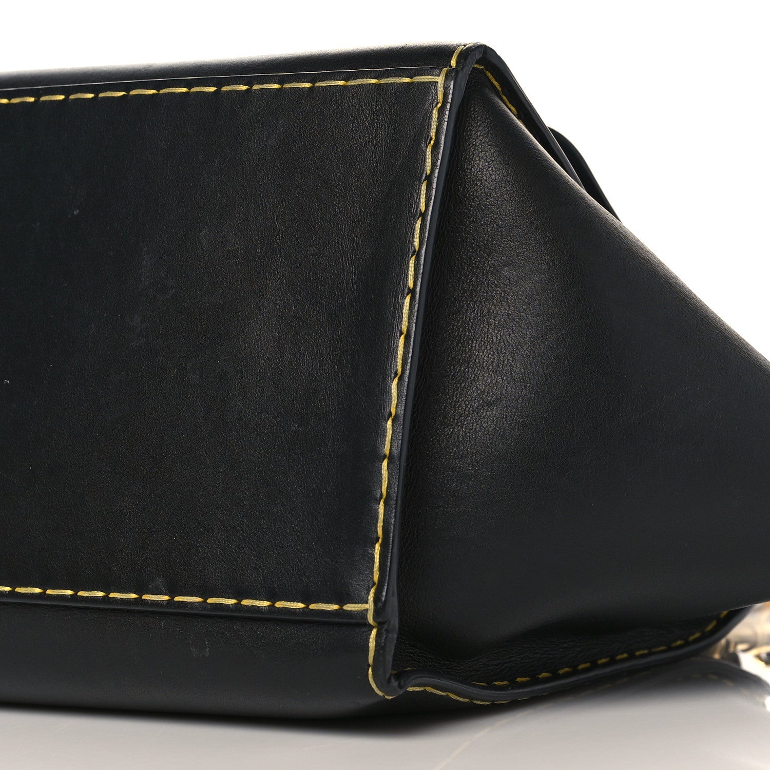 Celine Smooth Calfskin Yellow Stitching Medium Trapeze Black 9 of 10
