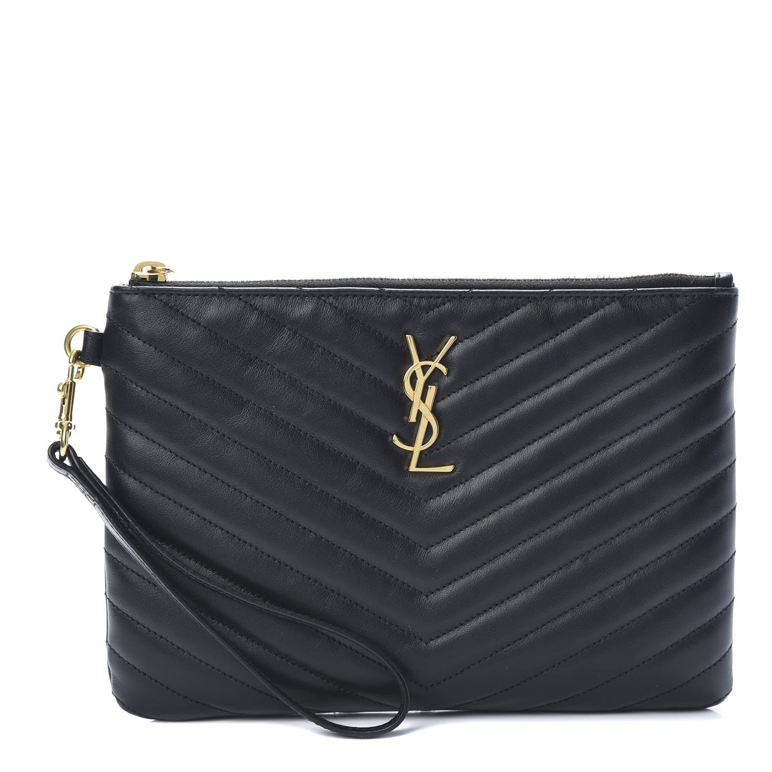 Saint Laurent Matelasse Chevron Monogram A5 Wristlet Black 1 of 8
