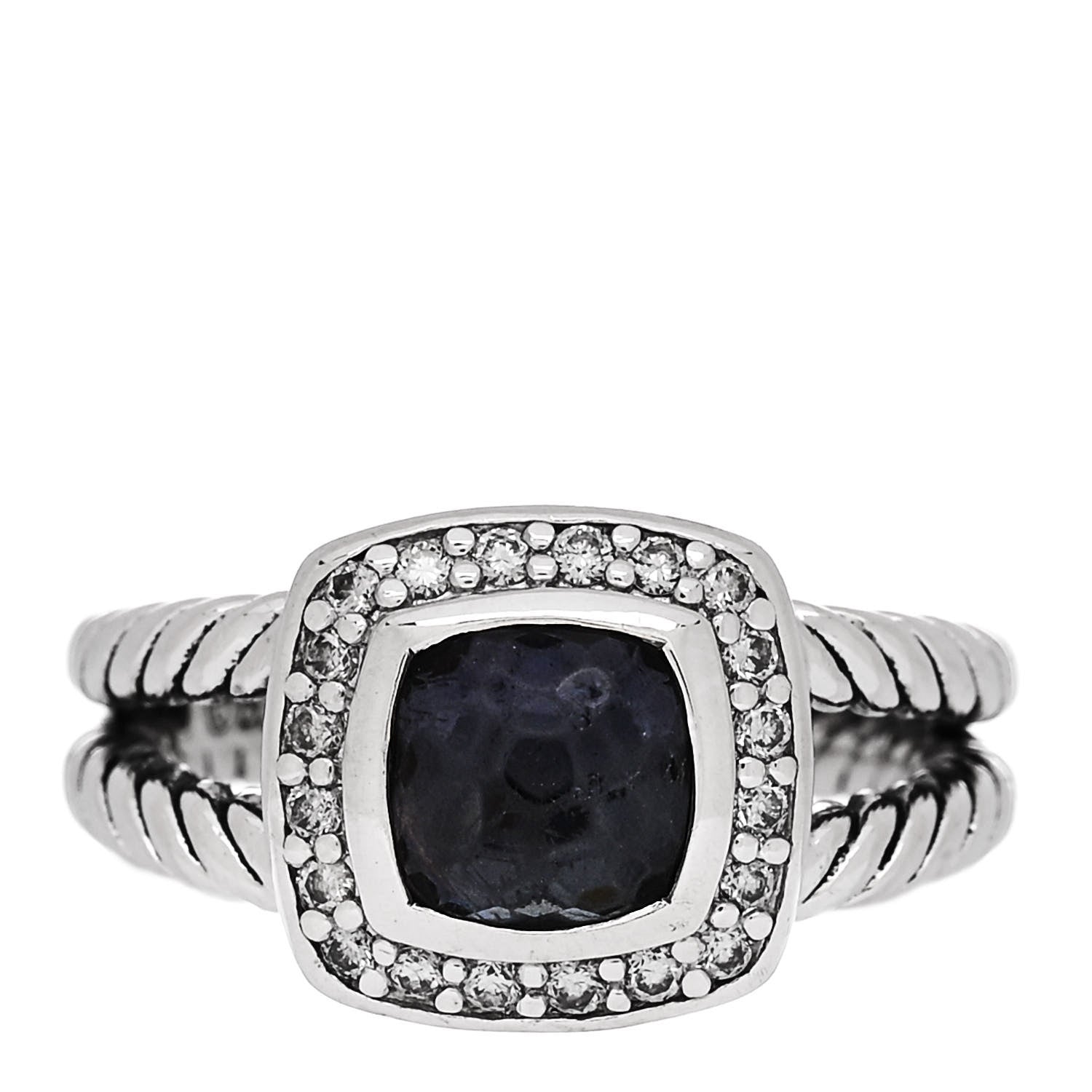 David Yurman Sterling Silver Diamond Black Orchid 7mm Petite Albion Ring 49 5 1 of 5