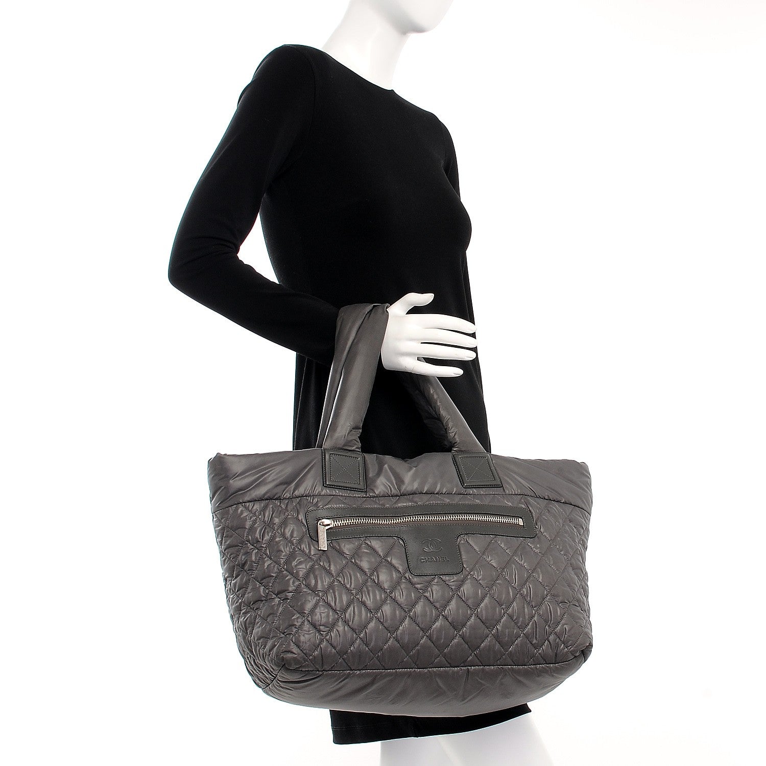 Chanel Nylon Quilted Large Coco Cocoon Tote Grey 2 of 7